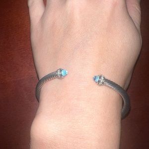 David Yurman Bracelet Sterling Silver size M 4mm Blue